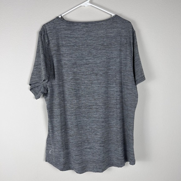 Zyia Active Short Sleeve Shirt Women 3X Black Stripe Athleisure Stretch Tee 1451 - Picture 2 of 8